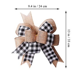 Creaides Black White Burlap Buffalo Plaid Bow Christmas Tree Topper Ornament Bow Front Door Wreath Bow for Holiday Wedding Christmas Party Decorations