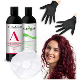 Shampoo Matizador Rojo + Tratamiento Con Keratina Alfamar