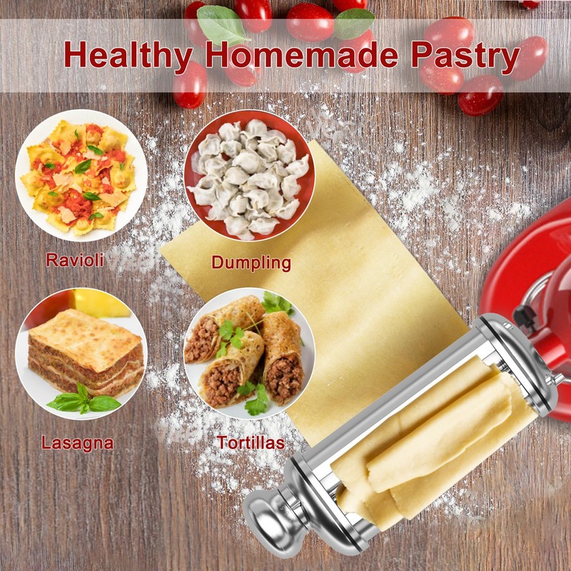 Pasta Roller for Kitchenaid Stand Mixer, Stainless Steel pasta roller