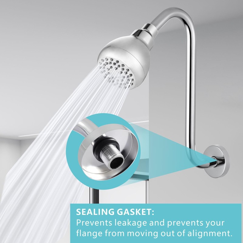 Nuodan Shower Head Extension Arm with Flange, S Shaped High