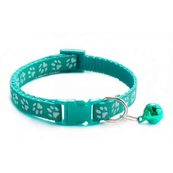 Safe Paws Paw-Print Cat/Dog With Safety Buckle & Bell Collar,