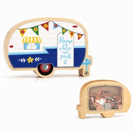 Unique
RV
Piggy
Bank
for
Kids,
Boys
and
Girls,
Wooden
Money
Saving
Box