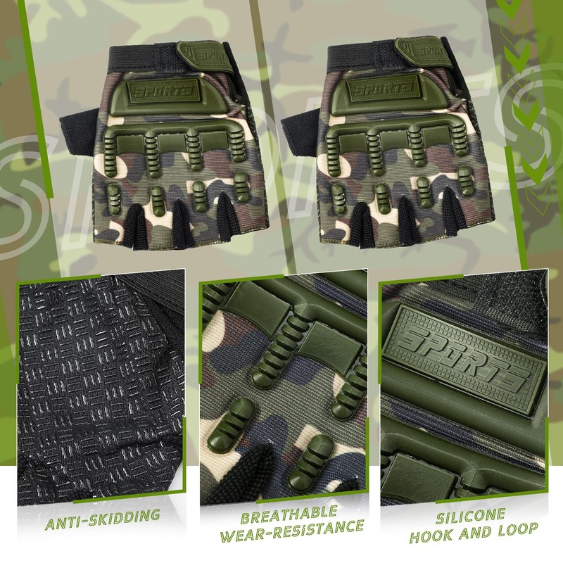 3 Pairs Kids Bike Gloves Kids Half Finger Fingerless Workout