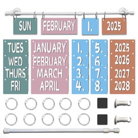 Classroom Calendar Bulletin Board Set Colorful Flip Calendar with Holder for Classroom Decor, Includes 54 Date Cards, Holder and Magnetic Sheets Class Home Decoration Supplies, Bohemian-C