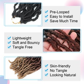 24 Inch Soft Locs Crochet Hair 8 Packs Pre Looped Faux Locs Crochet Braids Goddess Locs Hair For Black Women（24Inch 8pcs,T1B/30/27）