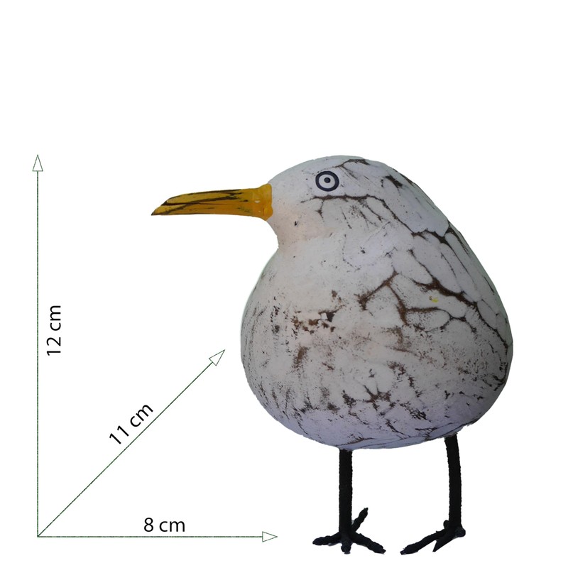 ART-CRAFT Hand-carved decorative seagull in shabby chic style, maritime wooden