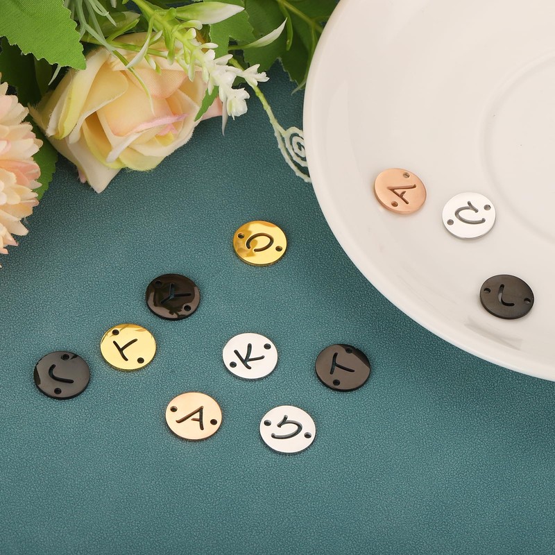 sourcing map 6 Pcs Stainless Steel Letter Link Charm, Alphabet