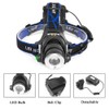 GaiGaiMall Blue LED Headlamp Flashlight Water Resistant Zoomable 3 Modes