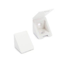100 x Sossai® Body Connectors/Furniture Connectors/Corner Connectors with Cover Flap BT1 | 2-Hole | Colour: White | Material: Plastic