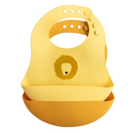 Trixie Siliconen Bib set of 2 Mr. Lion - Adjustable Baby Bibs with Food Catcher Pocket - Soft, Waterproof, and Easy to Clean - Mess-Free Feeding for Babies & Toddlers