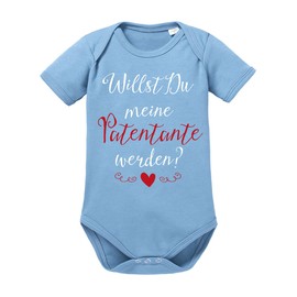 clothinx Baby Bodysuit Unisex Willst du Meine Patentante Werden? Beautiful Gift for Godmother High Quality Printed 100% Organic Cotton Baby Bodysuit Organic, sky blue