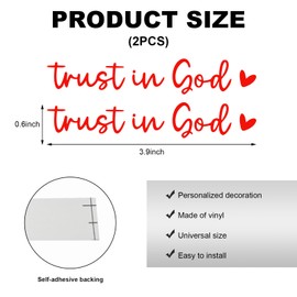 DXNQ 2 PCS Trust in God Rearview Mirror Decals, Automotive Vinyl Rear View Mirror Decorative Stickers, Waterproof Trust in God Stickers for Car Truck Laptop, Car Accessories (Red)
