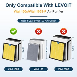 Vital 100S Replacement Filter for LEVOIT Vital 100S Vital 100S-P Air Purifier, H13 True HEPA and Activated Carbon Vital 100S-P Filter, Vital 100S-RF-PA(LRF-V102-YUS), 2 Pack Yellow