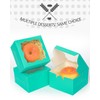qiqee Blue Green Bakery Boxes with Window 4*4*2.5inch/55Packs Mini Cookie