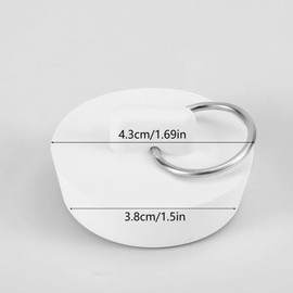 2pcs Reusable Sink Drain Stoppers, Rubber Silicone Sink Plugs with Stainless Steel Hanging Ring Kitchen Overflow Cap for Bathtub Bath Tub Laundry (White)