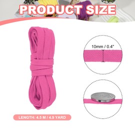 PATIKIL Flat Drawstring Cord 10mm x 5 Yd, Draw String Replacement Flat Rope Soft Cotton Hoodie String Cords Roll with Ruler for Sweatpants Shorts Pants Strap Garment, Dark Pink