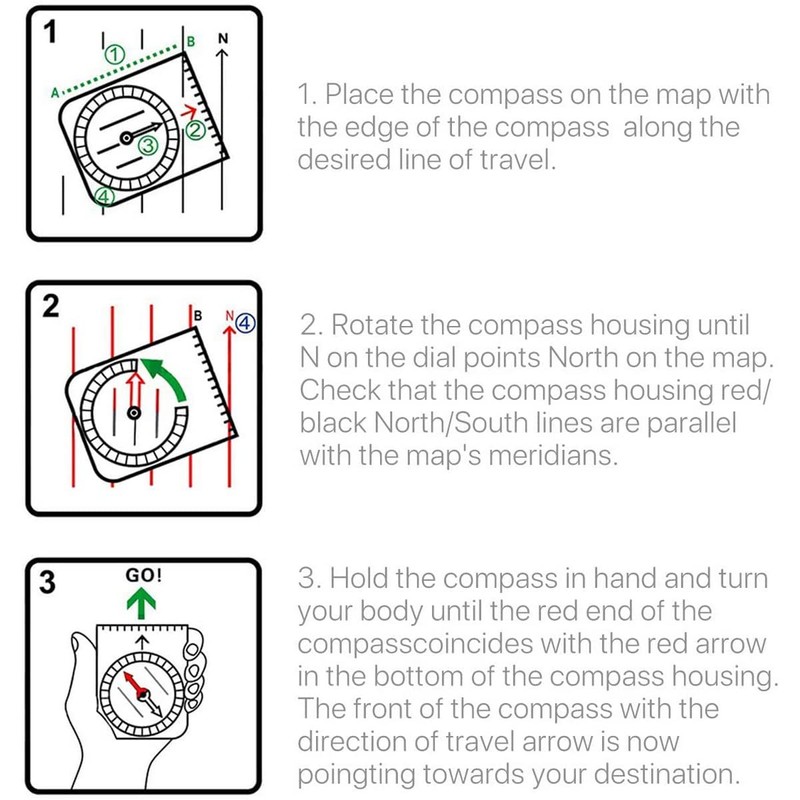 Outdoor Baseplate Ruler Map Scale Compass Hiking Explorer Compass with