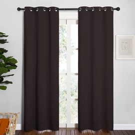 NICETOWN NICETOWN Thermal Curtains 84" Long, Energy Smart Thermal Insulated Solid Grommet Blackout Curtains/Drapes Window Panels (2 Panels, 34-inch x 84-inch, Toffee Brown)