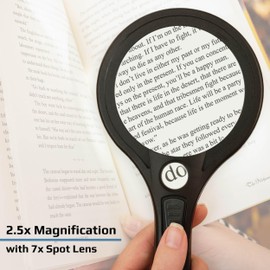 Carson Lumé 2.5X Aspherical Handheld Magnifier with 7X Spot Lens, COB LED and 2 Brightness Levels (AS-90)