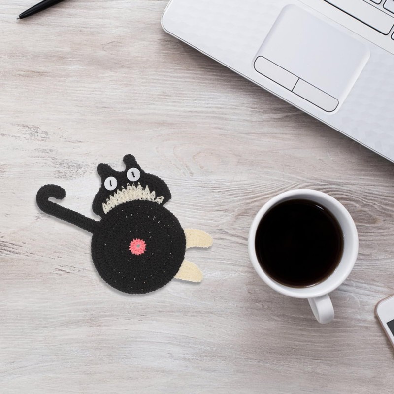 Mikinona Cute Coaster Knitted Material Heat-Insulated Cup Mat Non-Slip Table