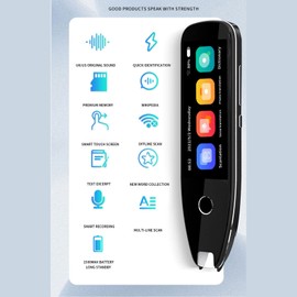 Gugxiom Traductor de Idiomas Smart Pen, Escaneo de Fotos BT WiFi 134 Traducciones de Voz en Línea, Pantalla HD, Traducción sin Conexión, 2,75 Millones de Sinónimos (Black)
