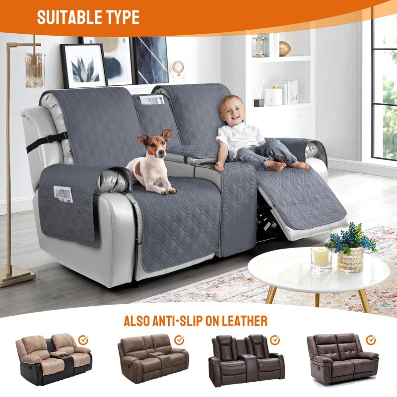 VANSOFY Loveseat Recliner Cover with Console 100% Waterproof Sofa Slipcovers