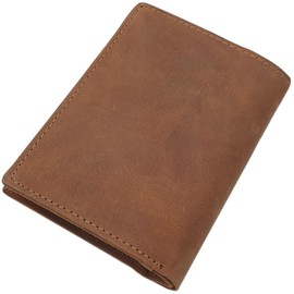 myledershop Genuine Buffalo Full Leather Wallet / Purse / Wallet in Portrait or Landscape Format with Wolf Motif and RFID & NFC Protection, Model 2 / Landscape / Black, Modern