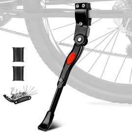 KOMCLUB Bicycle Stand 22-28 Inch Adjustable Universal Height Adjustable Side Stand Support Aluminium Non-Slip Bicycle Stand for Bicycle Mountain Bike Road Bike City Bike