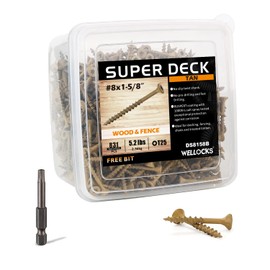 WELLOCKS Deck Screws 1-5/8", Wood Screws #8×1-5/8", Tan 822 PCS, Superior Rust Resistant, Epoxy Coated, Above 1000 Hour Salt Spray Coating T25 Torx Star Bit Included for Outdoor Wood Fence