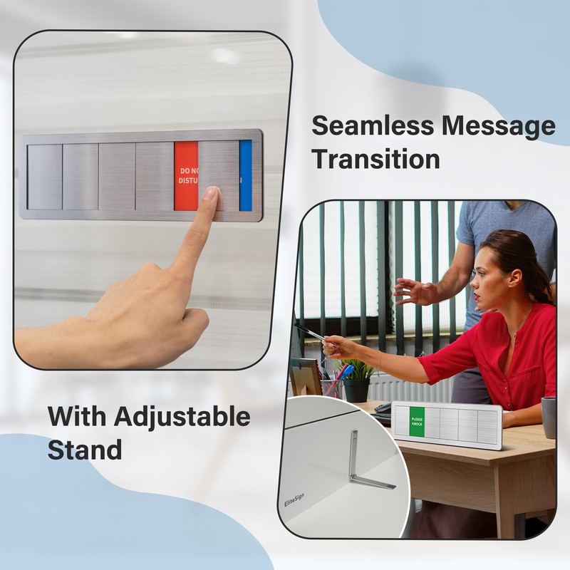 Office Door Sign With Adjustable Stand, 6 Options Privacy Slider