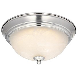 6400500 11-Inch Dimmable LED Indoor Flush Mount Ceiling Fixture, Brushed Nickel Finish with White Alabaster Glass