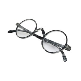 Reducblu Reading Glasses with Spring Hinge for Women and Men - Professor Style Round Readers - Black White Tortoise Frame +2.00
