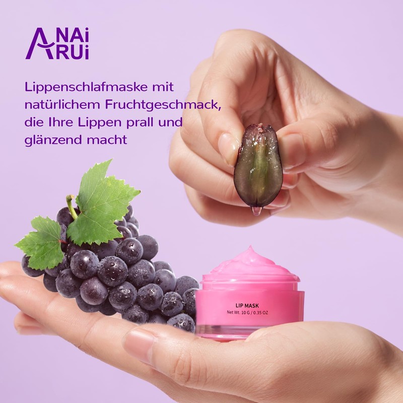 ANAiRUi Lip Masks and Exfoliating Set (Grapes)