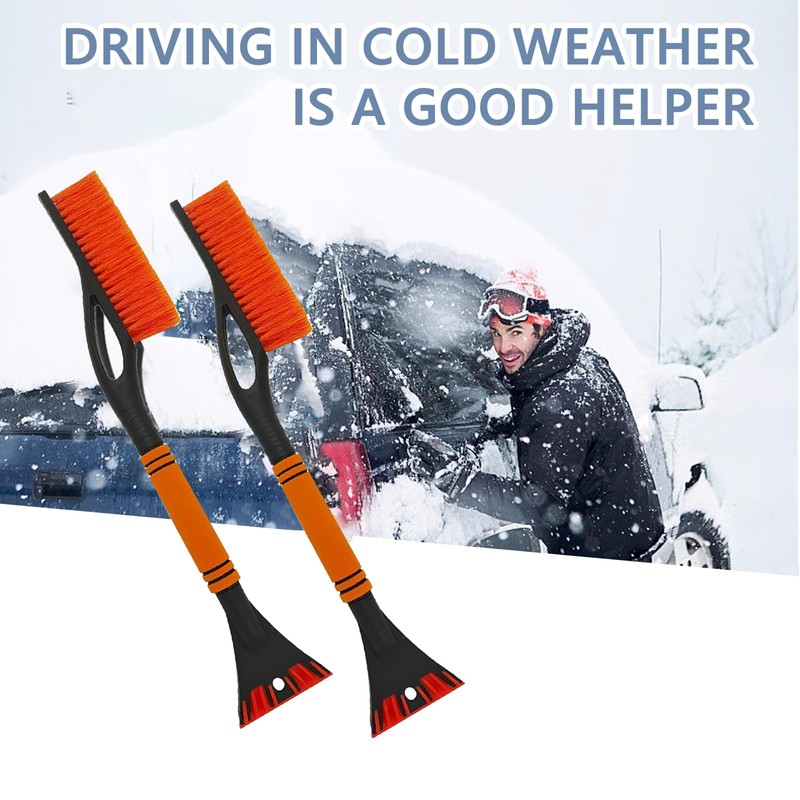 langyoujia Car Ice Scraper with Broom, 2-in-1 Car Ice Scraper