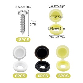 DSFSAEG 36Pcs Screws And Caps for Car Number Plate License Plate Car registration, 18Pcs Caps & 18Pcs Screws Car Number Plate Fixing Kit White Yellow & Black Caps