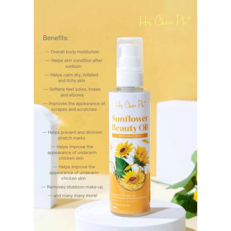 Her Choice PH Sunflower Beauty Oil With Kojic - 100ml