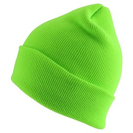 Armycrew Made in USA High Visibility Neon Color Cuff Long Stretchy Winter Beanie - Neon Green