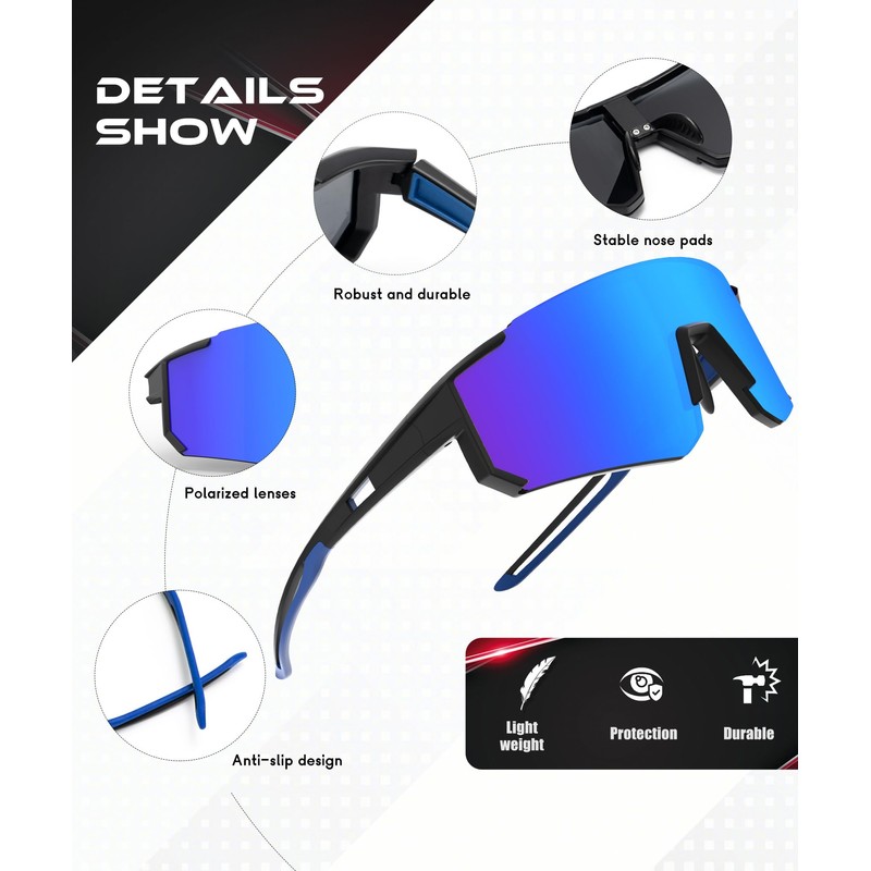 HENGOSEN Sports Sunglasses-Men Polarized Sun-glasses: Running Sunglasses Men Women Polarized
