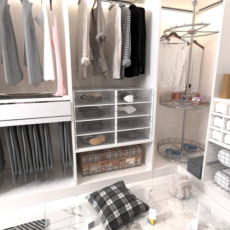 DHMAKER 8 Pack Boot Storage Box, Stackable Clear Plastic Boot