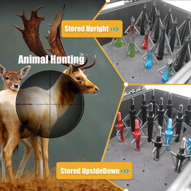 Wamlet Archery Broadhead Case Arrows Box Hunting Accessory ABS Waterproof Storage Holder Holds 28 Fixed or Mech Broadheads(Case Only) (Black)