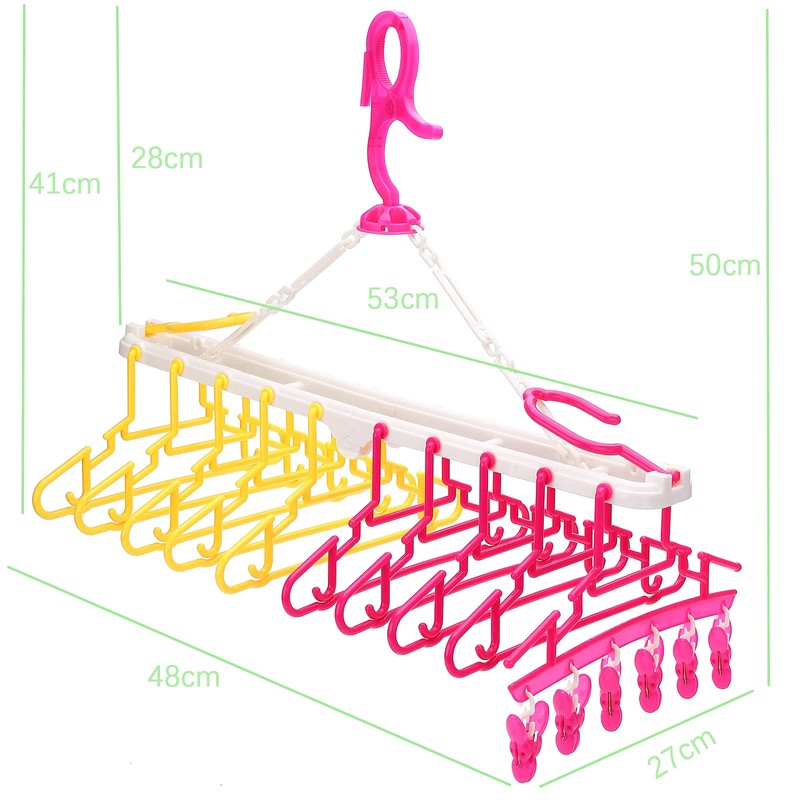 shangjin Kids 10 Rows Hangers, Laundry Hanger Rack, Removable, Foldable,