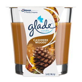 Glade Candle Jar, Air Freshener, 2in1, Cashmere Woods, 2 candles, 3.4 Ounce- Pack of 3