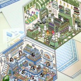 3D Sticker Therapy 3D House Stickers Isometric Room Sticker Book Miniature Scene Stickers Set 3D Cute Sticker Chinese Cartoon Fun DIY Stacking Scene Stickers for Adult Kids (Click to Select 4 pcs-2)