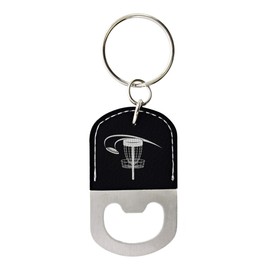 ThisWear Disc Golf Gifts for Men Disc Golf Course Themed Leatherette Bottle Opener Keychain Black
