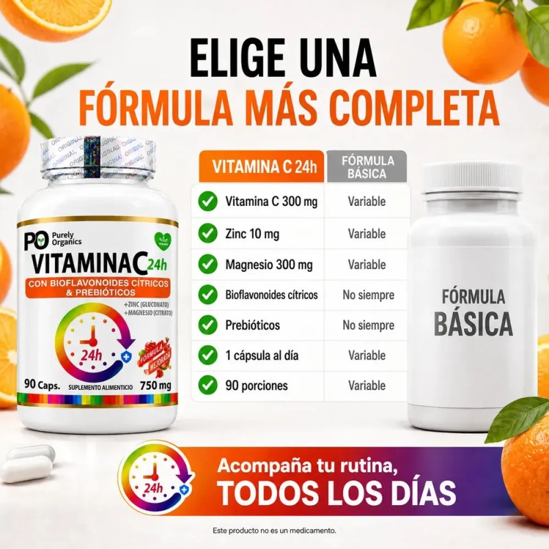 Vitamina C24h De Liberación Prolongada | 90 Cápsulas | Purely