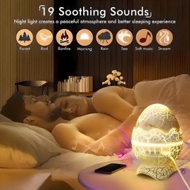 Item Emporium Dinosaur Egg LED Galaxy Star Projector Starry Light with Wireless Music Player Night Light with White Noise Nebula Timer Remote Control Best Gift Decoration for Children's Adults Bedroom