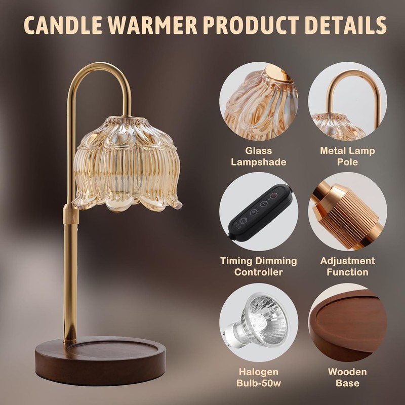 GEEZO Fragrance Candle Warmer Lamp，Electric Candle Warmer with Timer &