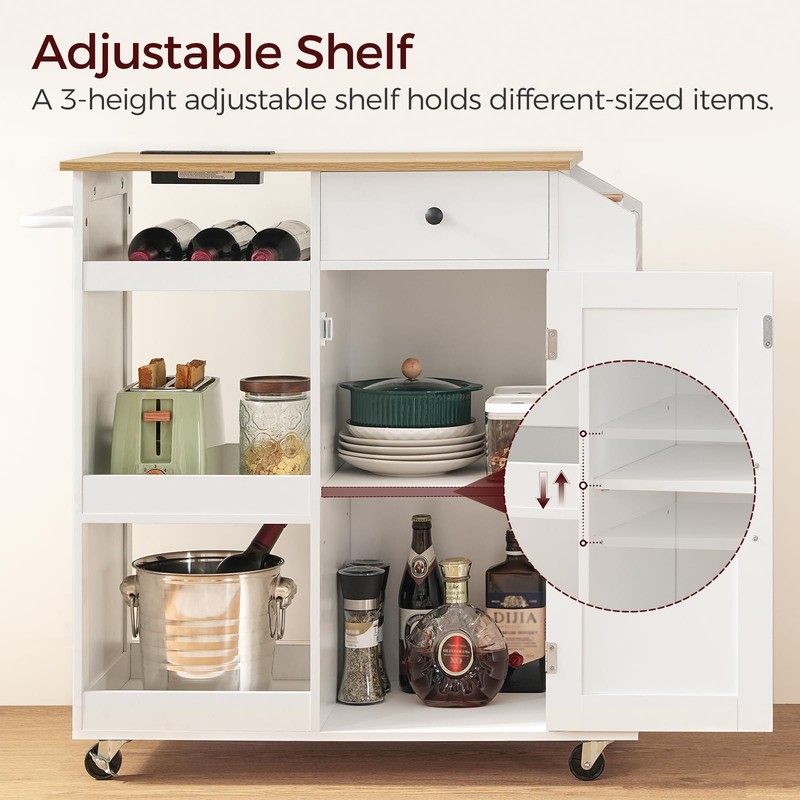 MAHANCRIS Kitchen Island with Power Outlet, Kitchen Storage Island with