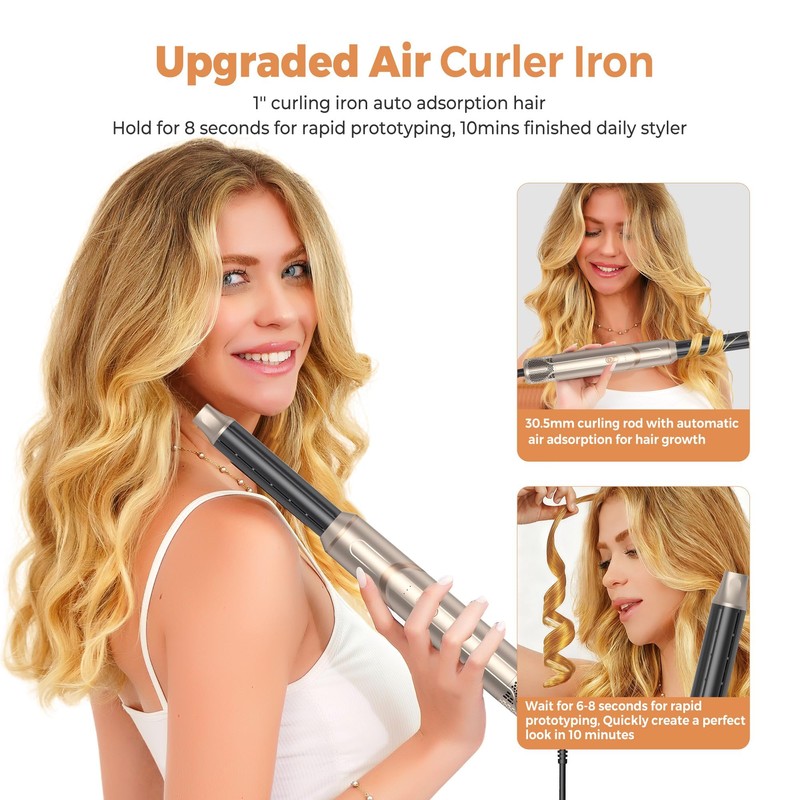 6-in-1 Foldable Air Styler with Diffuser & Auto-Wrap Curlers