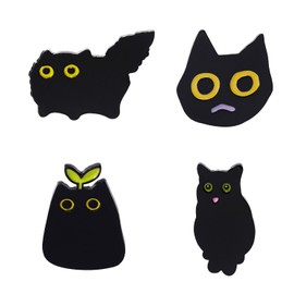 4 Pieces Little Black Cat Brooches, Metal Cat Head Badges, Animal Lapel Pins, DIY Jewelry Gift Accessories, Fun Gifts for Girls, Suitable for All Kinds of Clothing, Hats